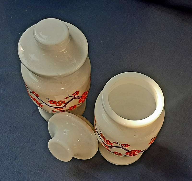 VINTAGE BELGIUM ALABASTER URNS WITH LIDS