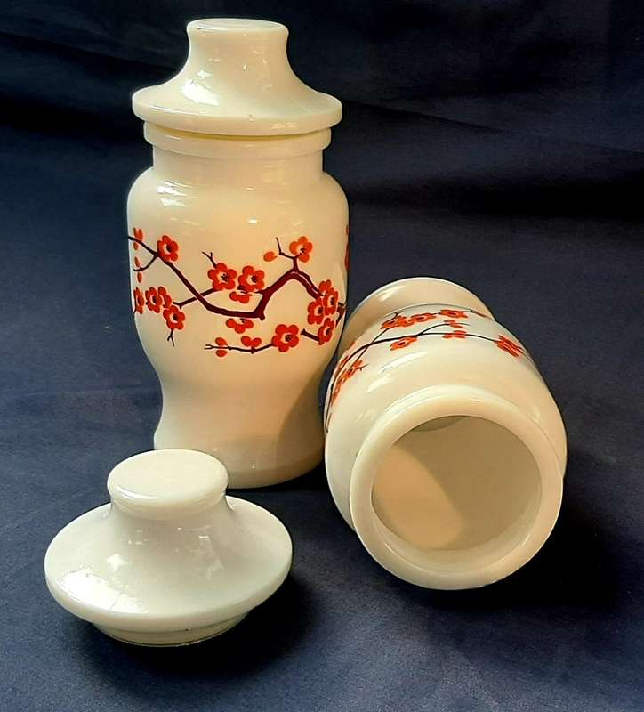 VINTAGE BELGIUM ALABASTER URNS WITH LIDS