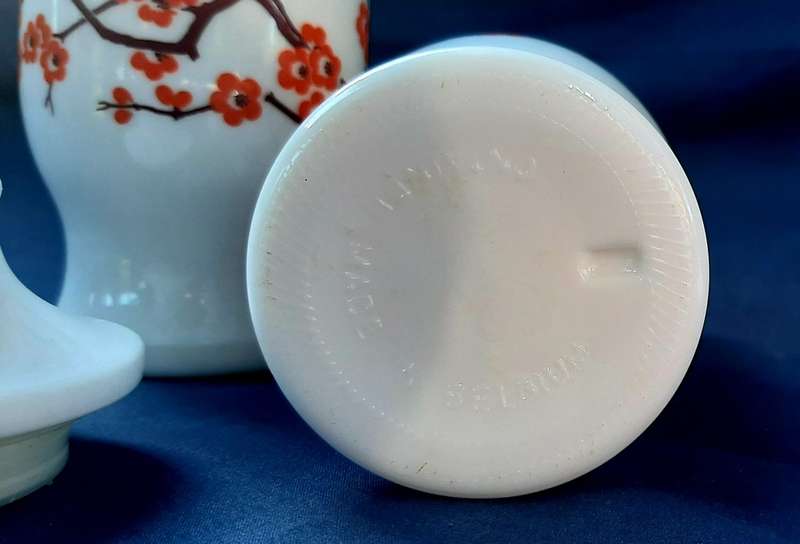 VINTAGE BELGIUM ALABASTER URNS WITH LIDS