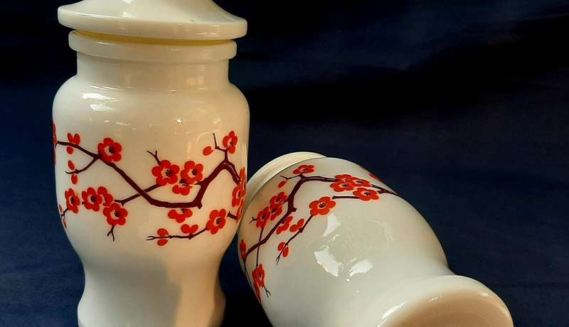 VINTAGE BELGIUM ALABASTER URNS WITH LIDS