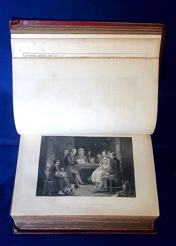 157-YEAR-OLD ANTIQUE BOOK OF COMPLETE WORKS ROBERT BURNS WITH STEEL ENGRAVED PORTRAITS