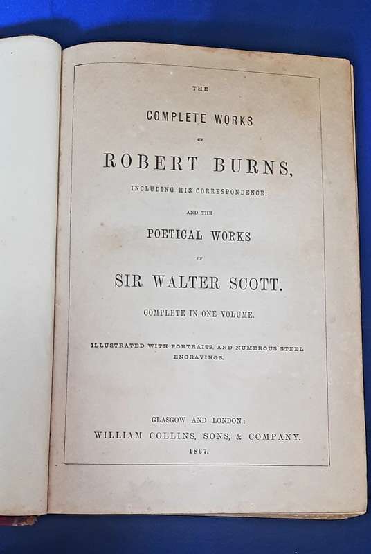 157-YEAR-OLD ANTIQUE BOOK OF COMPLETE WORKS ROBERT BURNS WITH STEEL ENGRAVED PORTRAITS