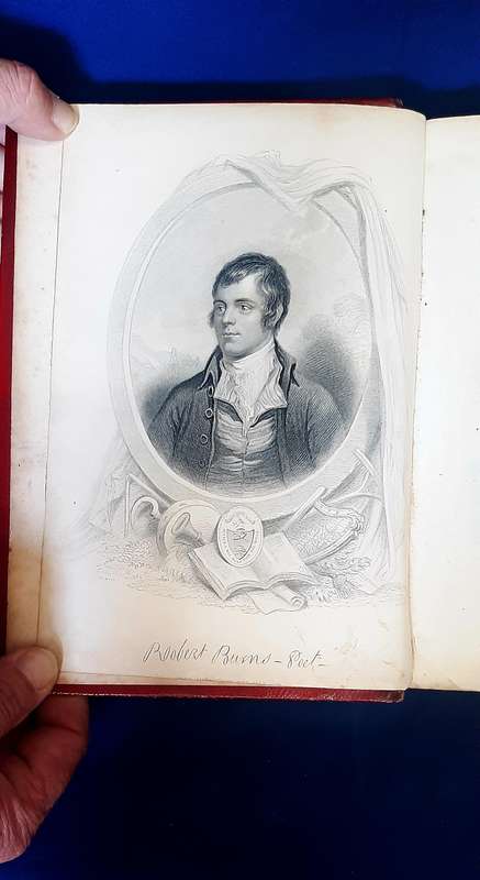 157-YEAR-OLD ANTIQUE BOOK OF COMPLETE WORKS ROBERT BURNS WITH STEEL ENGRAVED PORTRAITS