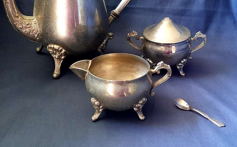 ORNATE SILVER-PLATED TEA SET