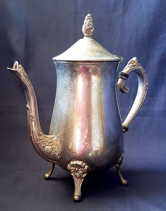 ORNATE SILVER-PLATED TEA SET