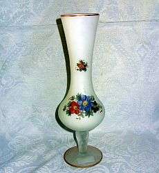 A 1970s style glass vase with twisted stem
