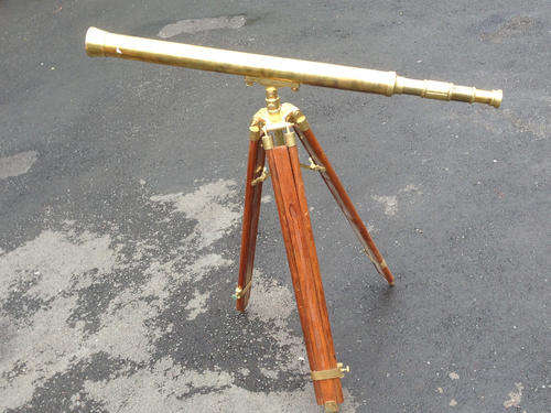 Brass Telescope with Wood Stand