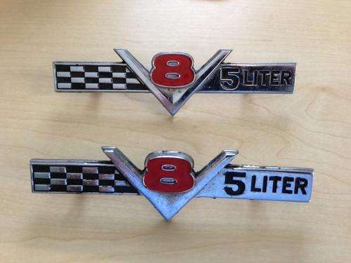Vintage V8 5 Litre Car Badges