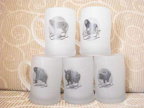 WOW BIG 5 FROSTED BEER MUGS - FULL SET
