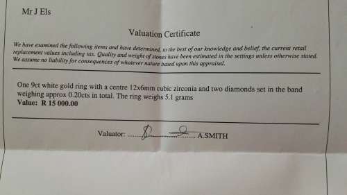 MASSIVE PRICE DROP!! One 9ct White Gold Ring & Two Diamonds! Amazing Deal! SEE VALUATION CERTIFICATE