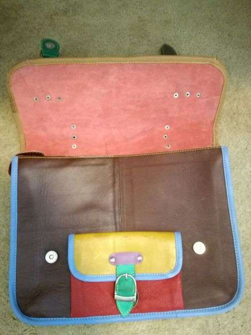 Brand New Colourful Funky Coloured Leather Bag For Sale!!  Perfect For School / Scholars!! Trendy!!