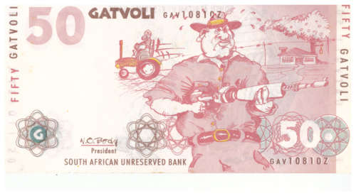 PARODY SOUTH AFRICAN BANK NOTES ON AUCTION!! PARODY SA NOTES FOR R1 CRAZY START!!