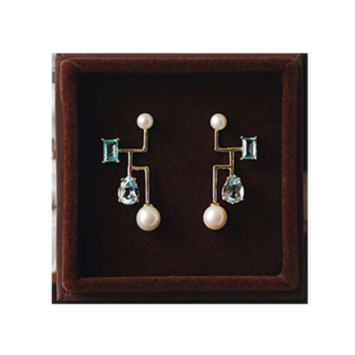 Apatite Topaz Pearl Simple Silver Earrings