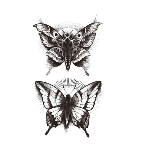 Temporary tattoo stickers set - A pair of dark butterflies
