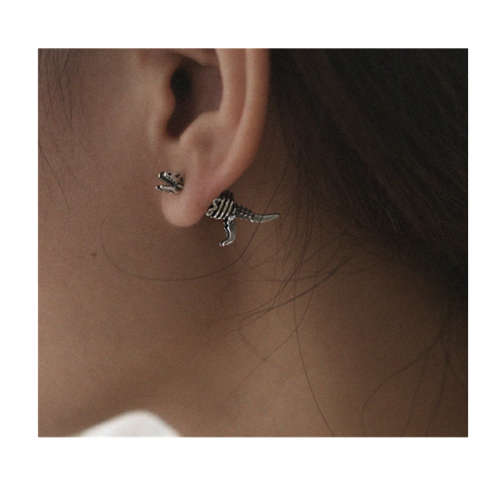 Three-Dimensional Mechanical Dinosaur Single Earring