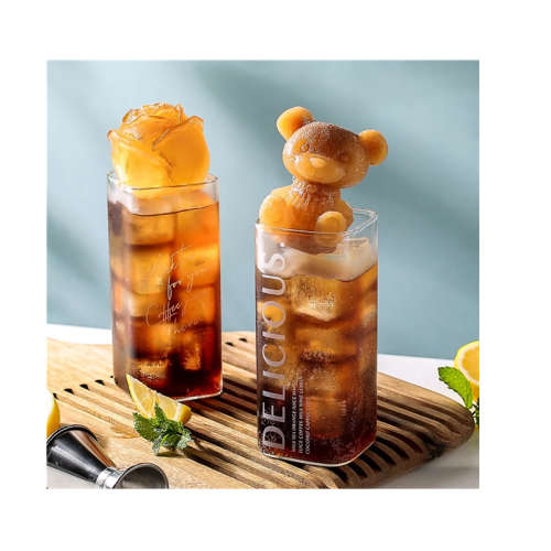 A set of two silicone ice boxes with roses and bears