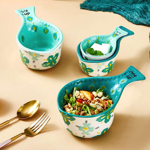 Cute Green Ceramic Measuring Cups Four-Piece Set