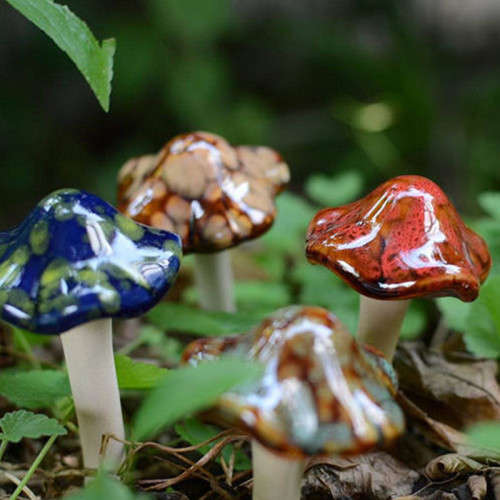 Set of 4 ceramic mushrooms
