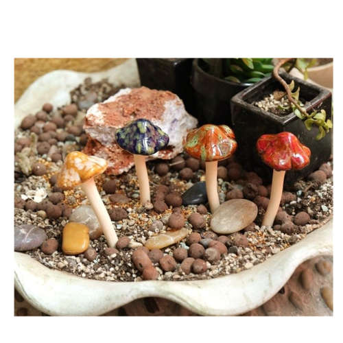 Set of 4 ceramic mushrooms