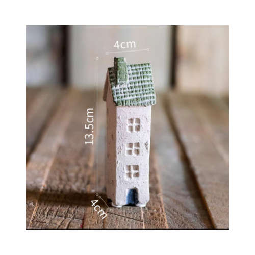 Holy Island Cottage Cement House Set of Four Flower Pots and Ornaments