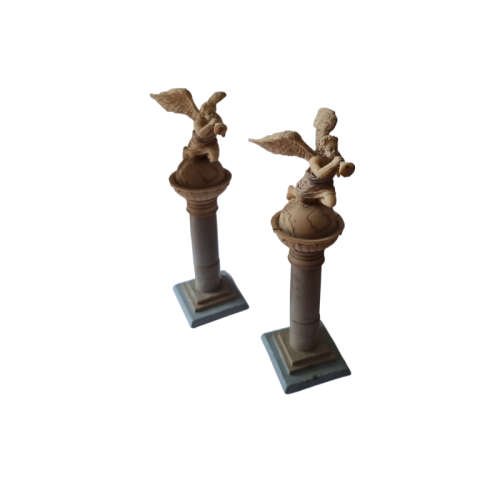 A pair of angel shaped retro Roman columns Ornaments