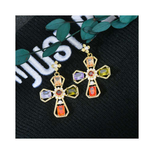 European style cross earrings - Gold