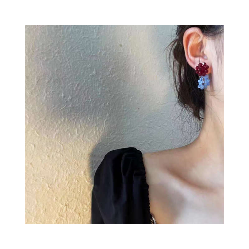 Burgundy flower earrings