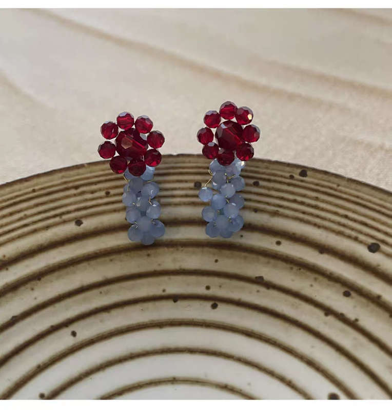 Burgundy flower earrings