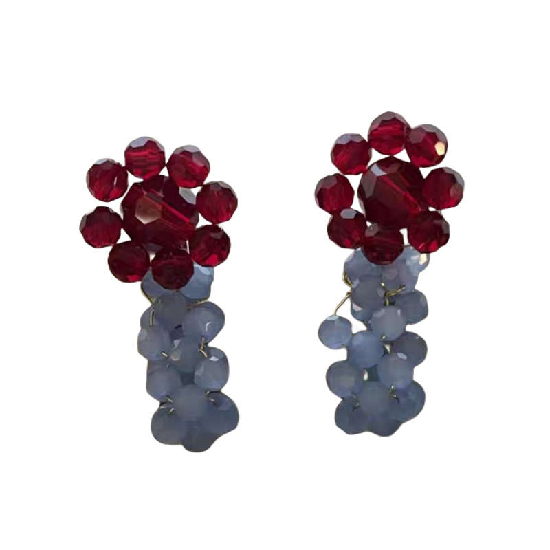 Burgundy flower earrings