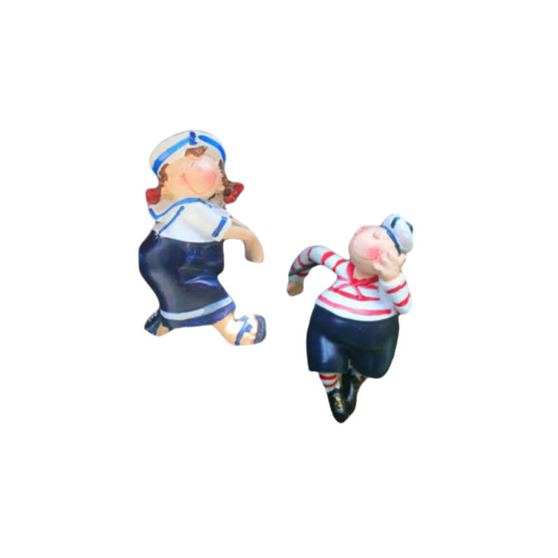 Pair of happy sailors garden hanging ornaments