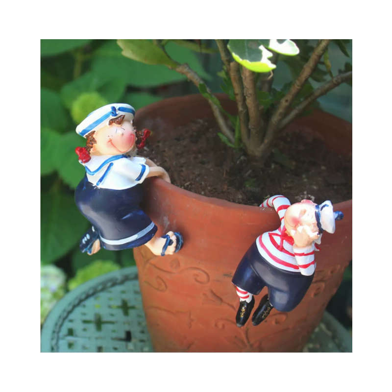 Pair of happy sailors garden hanging ornaments