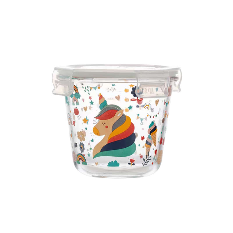 Unicorn glass bowl with lid