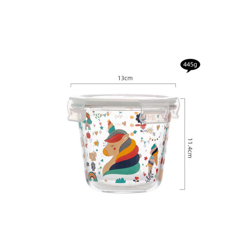 Unicorn glass bowl with lid