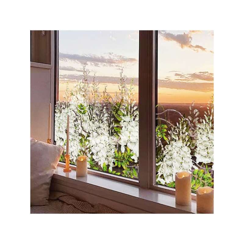 White wisteria flowers translucent window sticker