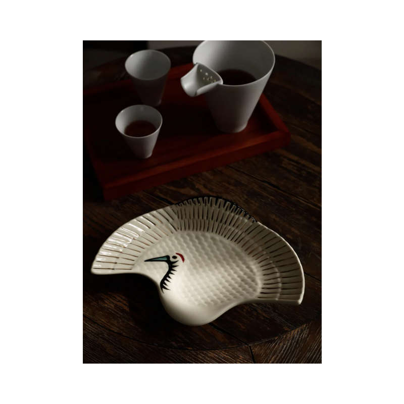 Cream Crane Shaped Plate