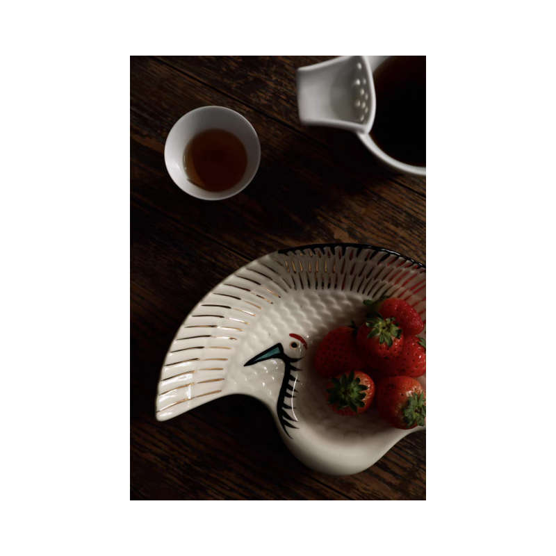 Cream Crane Shaped Plate