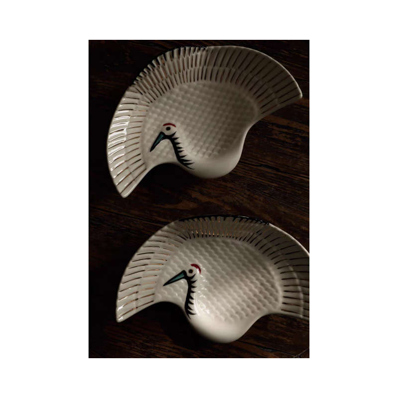 Cream Crane Shaped Plate