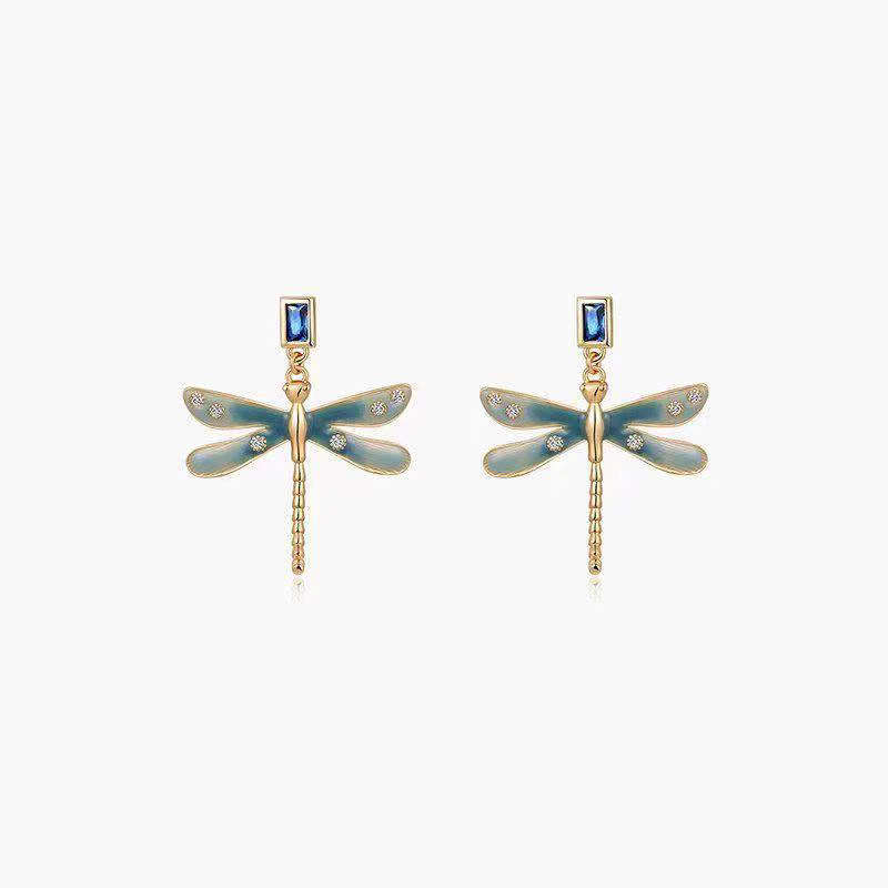 Enamel painted dragonfly earrings