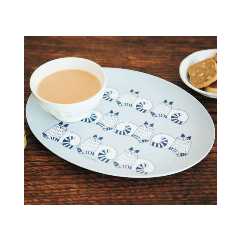 Nordic Style Striped Cat Plates Set of Three