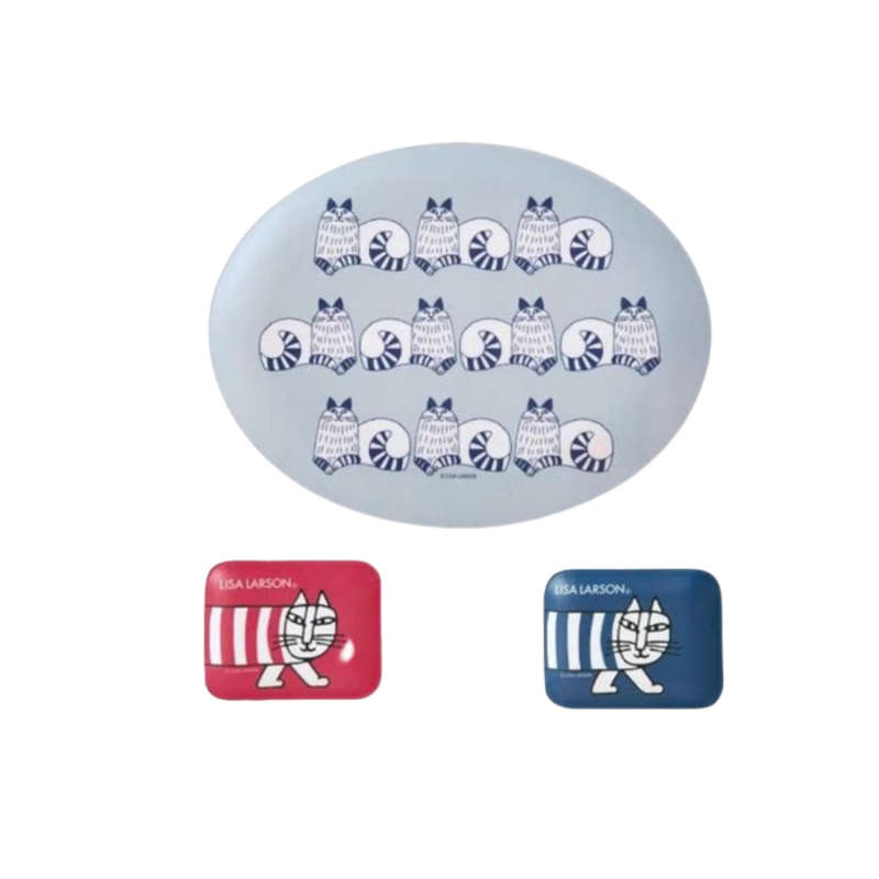 Nordic Style Striped Cat Plates Set of Three
