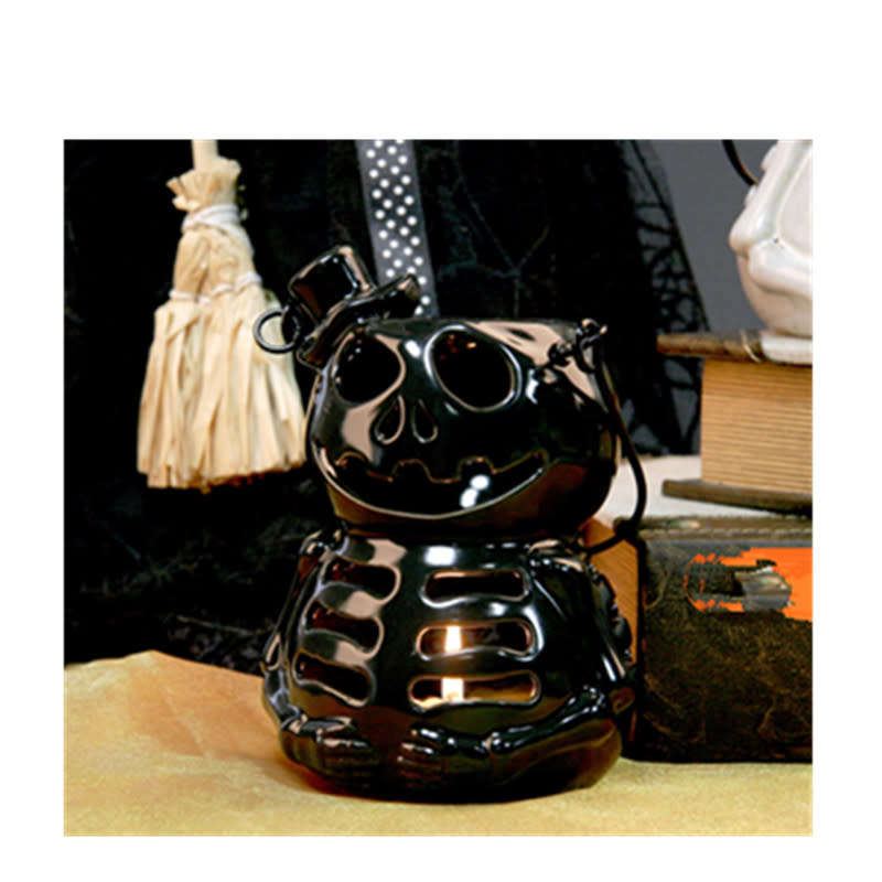 Halloween Skull Candle Holder Wind Lamp