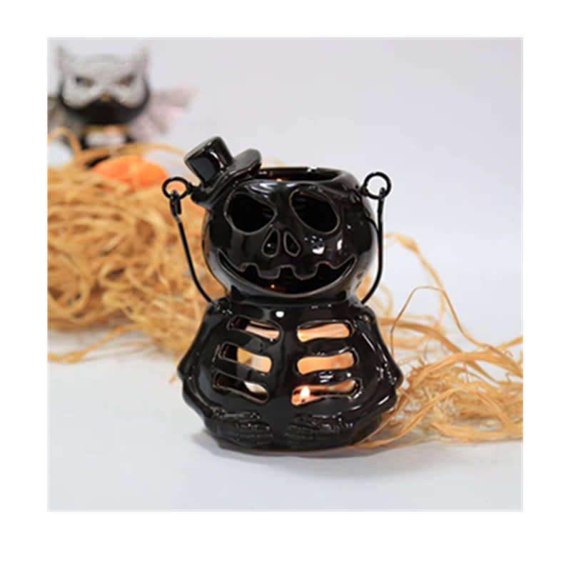 Halloween Skull Candle Holder Wind Lamp