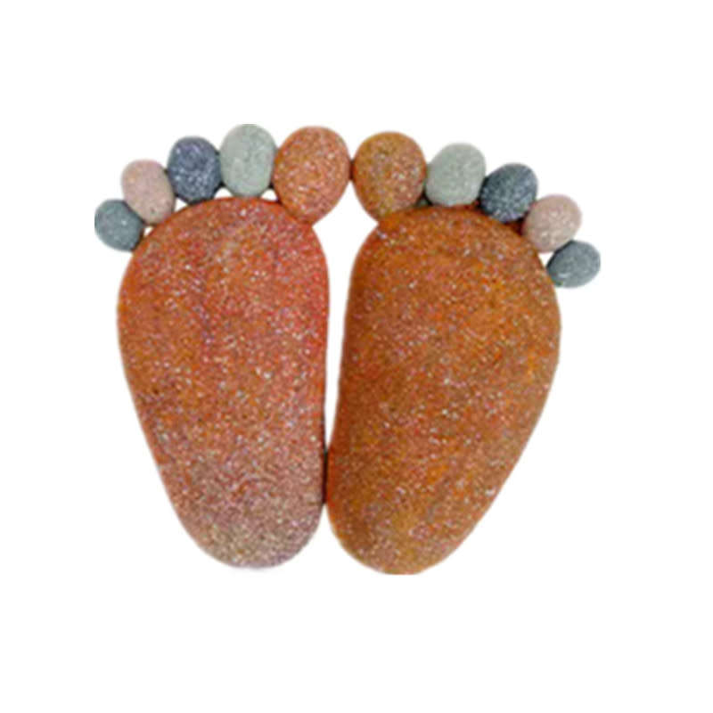 Pair of Stone Feet Garden Decorations - Dark Brown