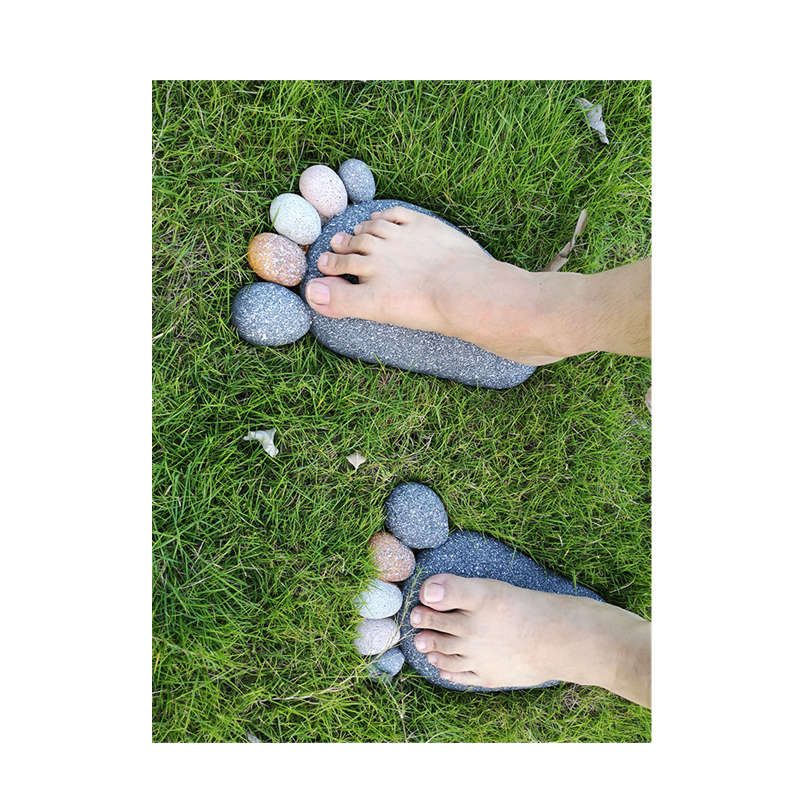 Pair of Stone Feet Garden Decorations - Dark Brown