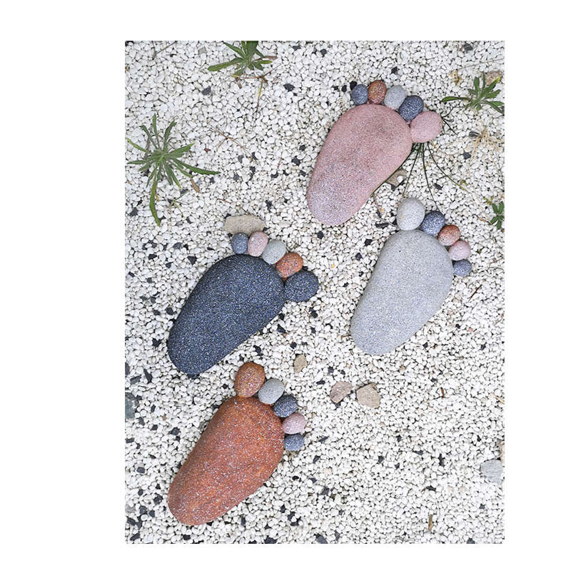 Pair of Stone Feet Garden Decorations - Light Borwn