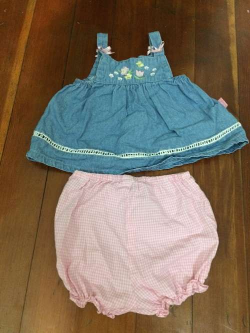 Lovely denim dress and bottom 3-6months