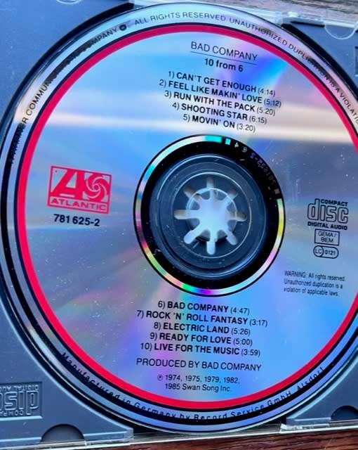 Bad Company - From 10 to 6 (1985, CD made in Germany) Code: 781 625-2