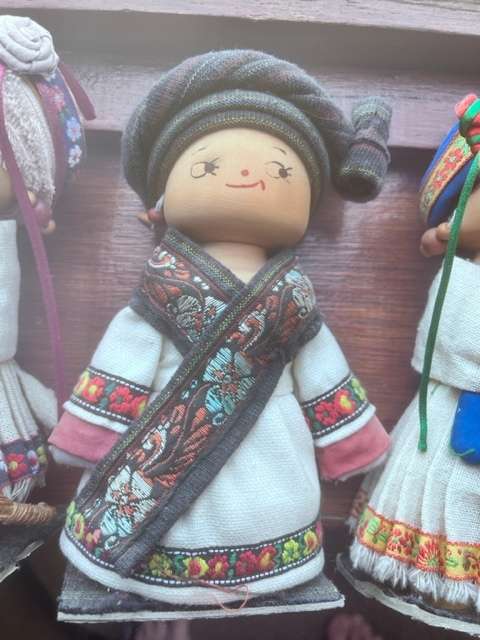 Set of 3 handmade wooden Chinese ethnic dolls