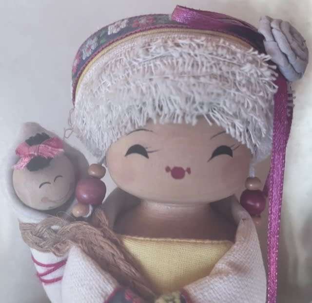 Set of 3 handmade wooden Chinese ethnic dolls