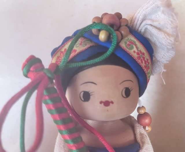 Set of 3 handmade wooden Chinese ethnic dolls
